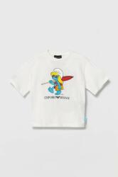 Giorgio Armani gyerek pamut póló The Smurfs fehér, nyomott mintás - fehér 142 - answear - 42 990 Ft