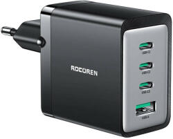  GaN Rocoren fali töltő 3x USB-C, 1x USB, 67W (fekete)