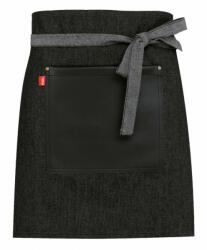 TOMA Pincér kötény mini TOMA - fekete jeans / öko bőr