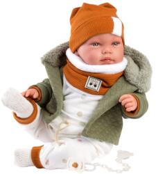 Llorens Llorens: Talo Sonrisas 42cm-es kacagó újszülött baba kapucnis kabátban (84465) - jatekshop