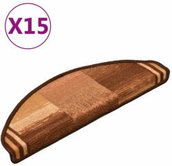 vidaXL 15 db barna öntapadó lépcsőszőnyeg 65 x 21 x 4 cm 322413