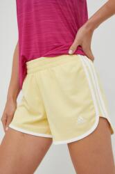 adidas Performance rövidnadrág futáshoz Marathon 20 női, sárga, nyomott mintás, közepes derékmagasságú - sárga M