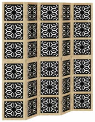 vidaXL 5 paneles barna és fekete tömör császárfa térelválasztó 358807