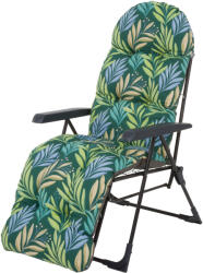 Patio Samar Plus összecsukható kerti szék lábtartóval zöld levelek