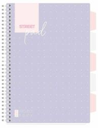 STREET Spirálfüzet STREET Pad regiszteres A/4 vonalas 100 lapos lila pöttyös (67161)