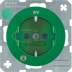 Berker 41102003 süllyesztett kontrollámpás dugalj, fokozott érintésvédelemmel, fényes zöld, R. 1/R. 3, 250V, 16A (B0041102003)