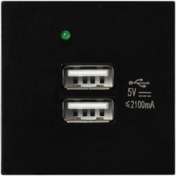 ORNO OR-GM-9010/B/USBX2 NOEN Beépíthető dupla USB dugalj (2, 1A), fekete színben (OR-GM-9010/B/USBX2)