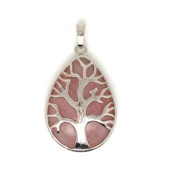 R. M. ékszer Felezett csepp medál fa rózsakvarc 25x35mm (020924)