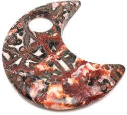 R. M. ékszer Jáspis leopárd medál átfúrt félhold 35mm (021330)