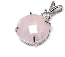 R. M. ékszer Kerek medál fém faz Rózsakvarc 16mm (021846)
