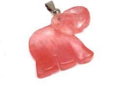 R. M. ékszer Elefánt medál cherry quartz üveg 4x3cm (021639)