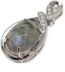 R. M. ékszer Ovális medál fém str faz Labradorit 2x4cm (021716)