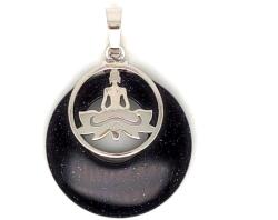 R. M. ékszer Fánk medál ülő buddha goldstone kék 3cm (020730)