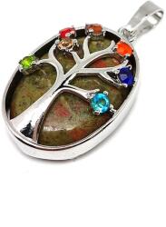 R. M. ékszer Ovális medál fém fa str szines Unakit 2x3cm (021725)