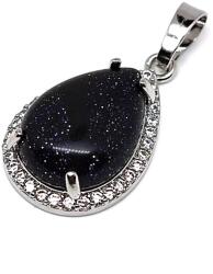 R. M. ékszer Csepp medál fém str Goldstone kék 17x25mm (021738)