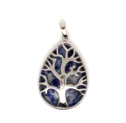 R. M. ékszer Felezett csepp medál fa szodalit 25x35mm (021479)