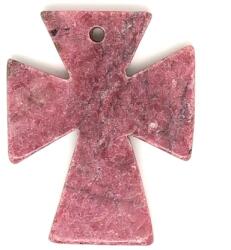 R. M. ékszer Átfúrt medál Rodonit kereszt 40x50mm (021214)