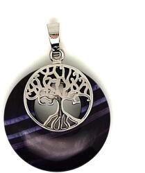 R. M. ékszer Fánk medál életfa Achát szinezett lila 3cm (020705)