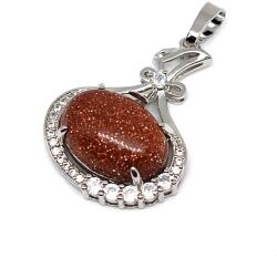 R. M. ékszer Ovális medál fém str Goldstone vörös 2, 5x3cm (021684)