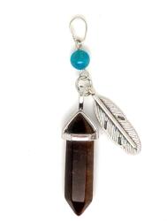 R. M. ékszer Vogel medál fém toll tigrisszem 8x30mm (021511)