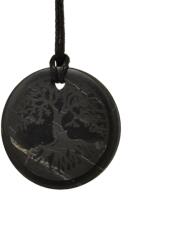 R. M. ékszer Shungit medál életfa gravírozott 30mm (024578)