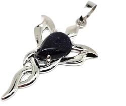 R. M. ékszer Csepp medál fém trefoil Goldstone kék 2, 5x4cm (021750)