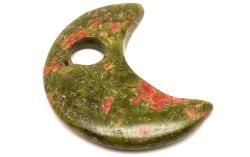 R. M. ékszer Ásvány medálok Unakit medál átfúrt félhold 30mm (021352)