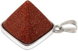R. M. ékszer Piramis medál fémmel Goldstone vörös 2x2cm (020816)