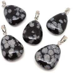 R. M. ékszer 20/25mm Obszidián hópehely csepp medál (056543)