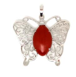 R. M. ékszer Pillangó fém medál Jáspis vörös 4, 5x4cm (020785)