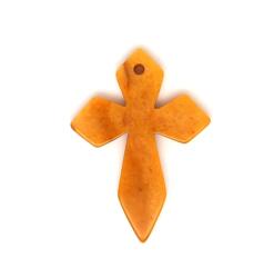 R. M. ékszer Átfúrt medál Aventurin sárga kereszt 40x55mm (021216)