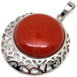 R. M. ékszer Kerek medál fém Jáspis vörös 3cm (020773)