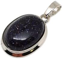 R. M. ékszer Ovális medál fém Goldstone kék 1, 5x2cm (020952)