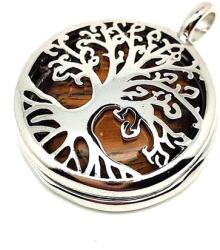 R. M. ékszer Kör medál fém életfa tigrisszem 2, 5cm (020923)