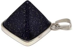 R. M. ékszer Piramis medál fém Goldstone kék 2x2cm (020795)