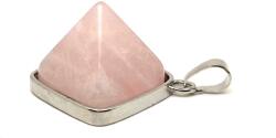 R. M. ékszer Piramis medál fémmel Rózsakvarc 2x2cm (020939)