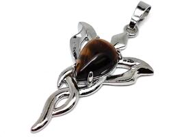 R. M. ékszer Csepp medál fém trefoil Tigrisszem 2, 5x4cm (021744)