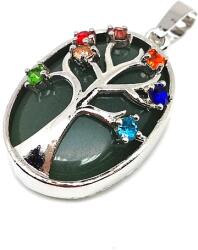 R. M. ékszer Ovális medál fém fa str szines Aventurin 2x3cm (021721)