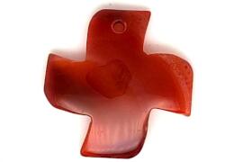 R. M. ékszer Átfúrt medál Karneol kereszt 30x30mm (021190)