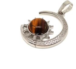 R. M. ékszer Hold nap medál fémmel Tigrisszem 25mm (021027)