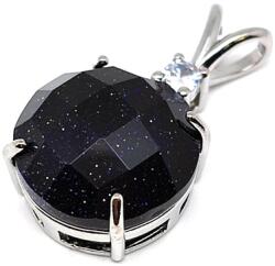 R. M. ékszer Ásvány medálok Kerek medál fém faz Goldstone kék 16mm (021853)