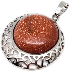 R. M. ékszer Kerek medál fém Goldstone vörös 3cm (020806)