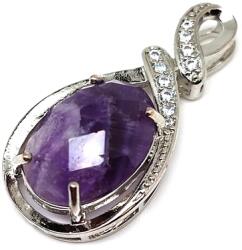 R. M. ékszer Ovális medál fém str faz Ametiszt 2x4cm (021709)