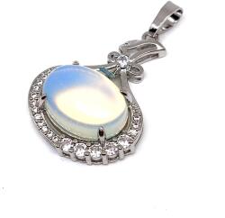 R. M. ékszer Ovális medál fém str Opalit 2, 5x3cm (021683)