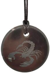 R. M. ékszer Shungit medál gravírozott skorpió 30mm (024631)