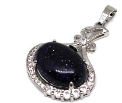 R. M. ékszer Ovális medál fém str Goldstone kék 2, 5x3cm (021685)