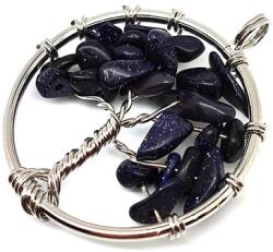 R. M. ékszer Életfa medál drótos Goldstone kék 3cm (020684)