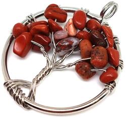 R. M. ékszer Életfa medál drótos Jáspis vörös 3cm (020731)