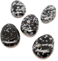 R. M. ékszer Átfúrt Obszidián hópehely csepp medál (020819)