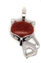 R. M. ékszer Róka medál fémmel goldstone vörös 2x3cm (021664)